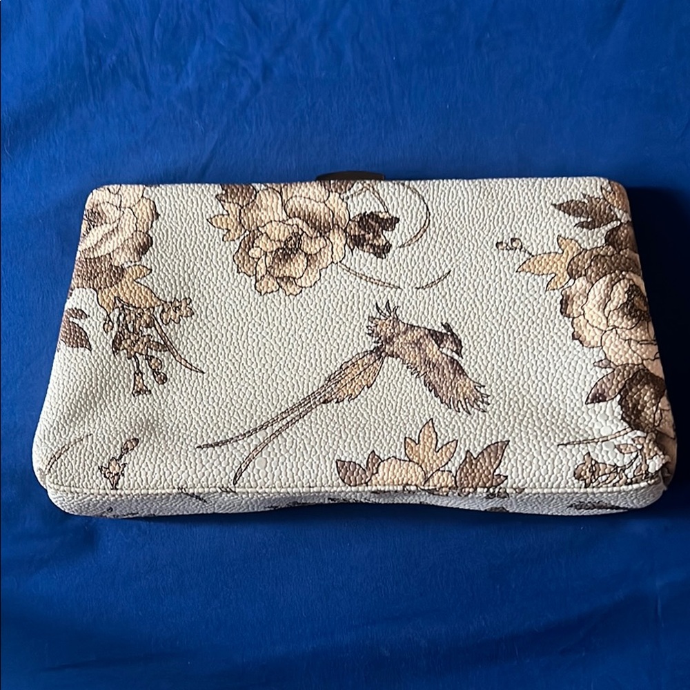Mellow world Floral & Bird Print Women's Clutch Wallet - Cream Brown